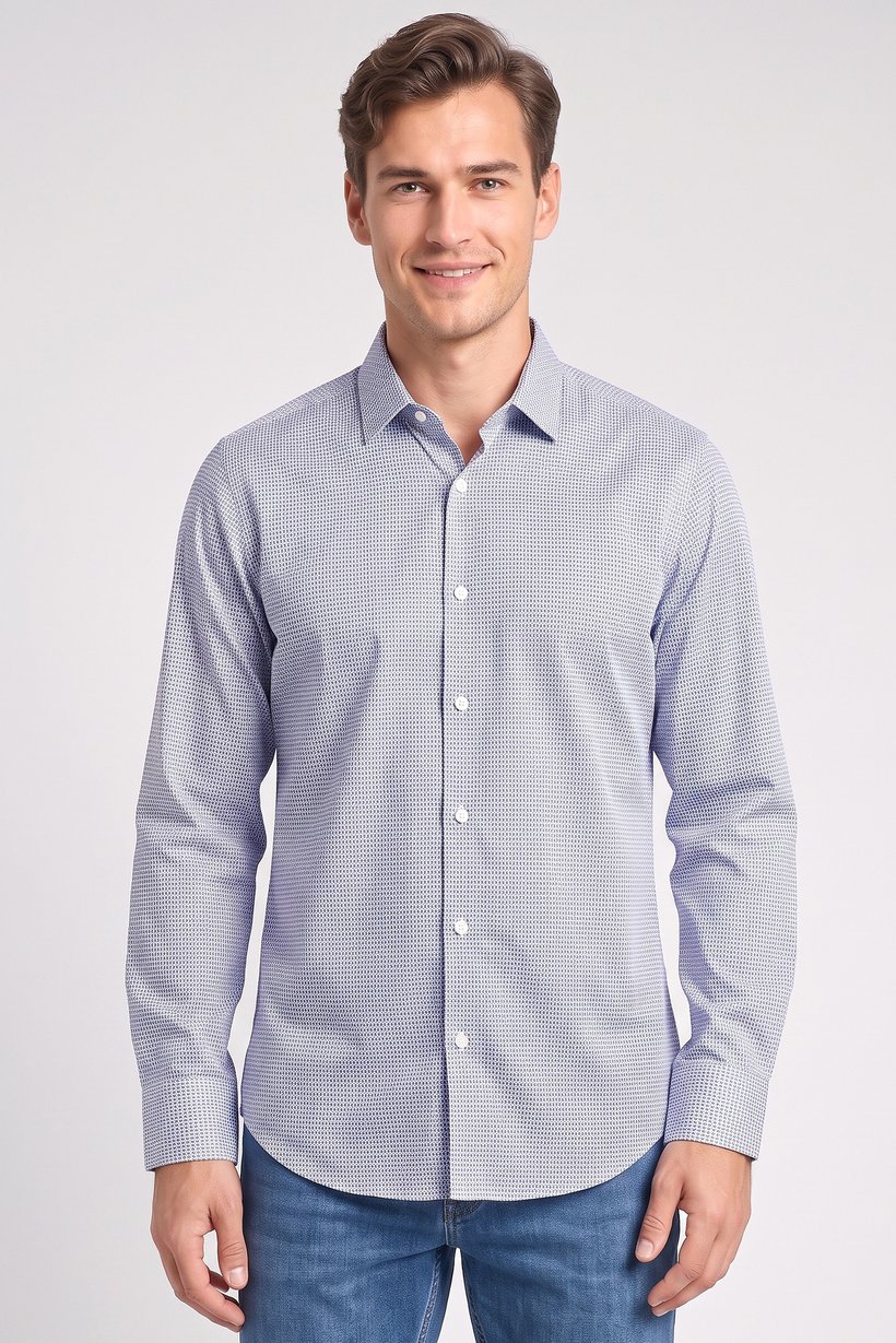 Men Regular Fit Textured Long Sleeve Casual Shirt, Multicolor