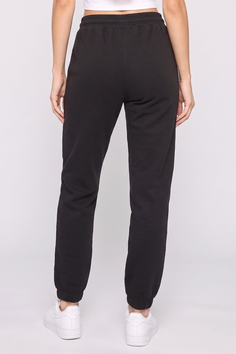 Women Regular Fit Solid Sweatpants, Black