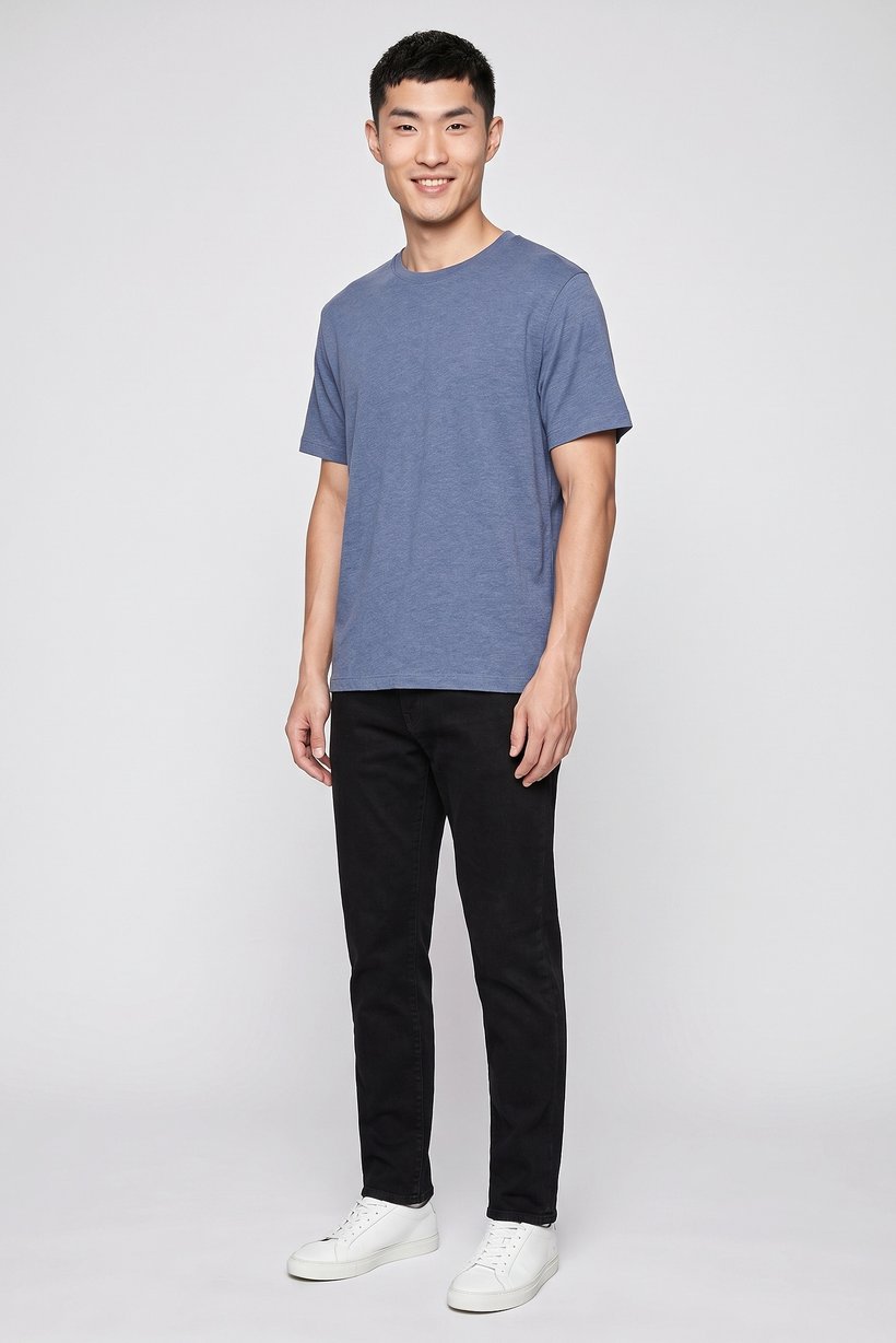 Men Crew Neck Short Sleeve Heather T-Shirt, Dusty Blue