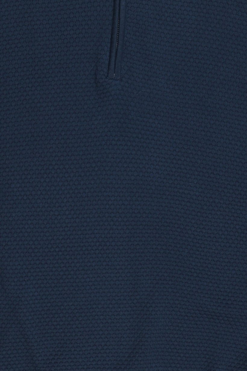 Men Mock Neck Textured Sweater, Navy