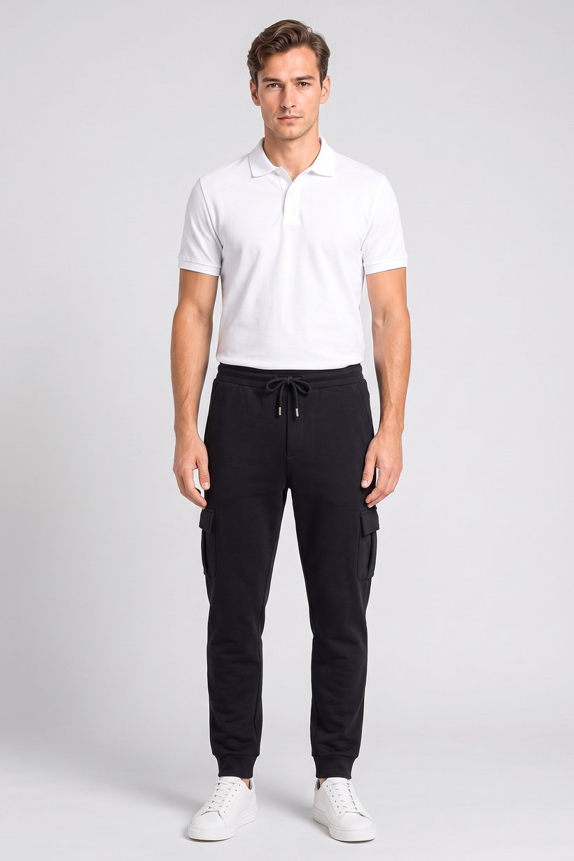 Men Regular Fit Solid Jogger Pants, Navy