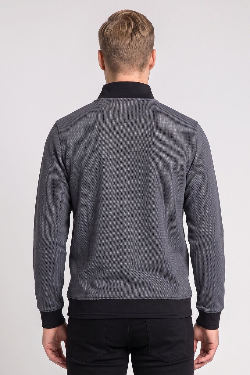 Men High Neck Textured Long Sleeve Sweatshirt, Multicolor