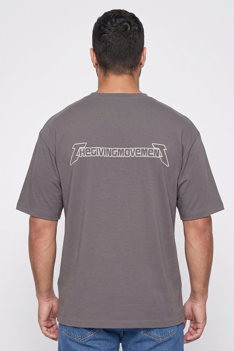Men Crew Neck Short Sleeve Brand Logo T-Shirt, Grey