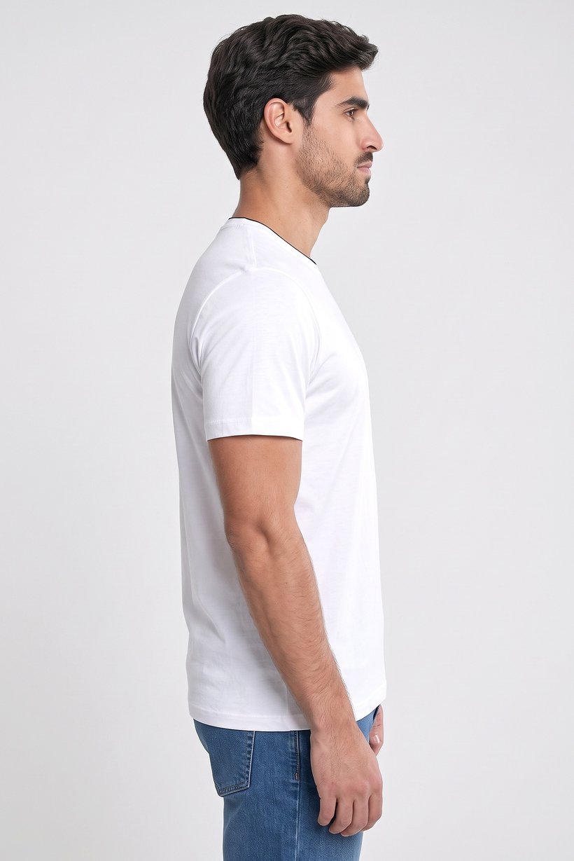 Men Crew Neck Short Sleeve Plain T-Shirt, White