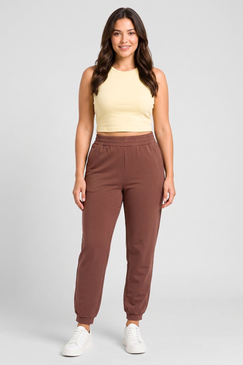Women Regular Fit Solid Sweatpants, Rust