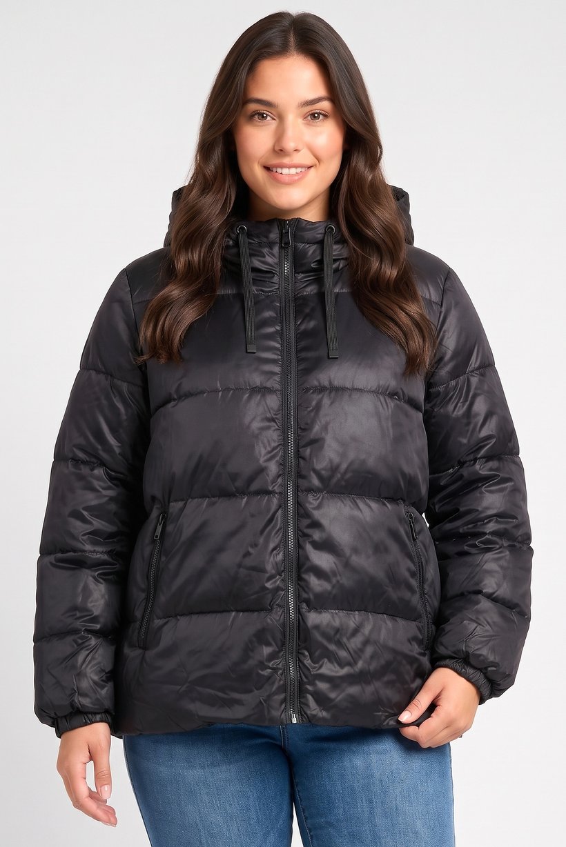 Women Plus Size Quilted Puffer jacket, Black