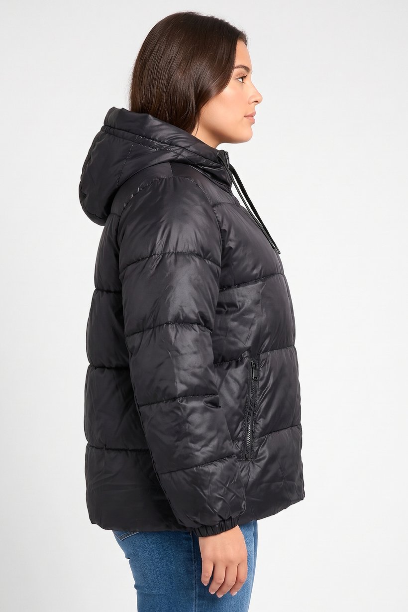 Women Plus Size Quilted Puffer jacket, Black