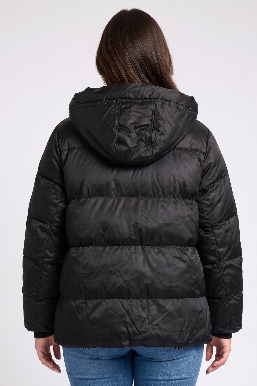 Women Plus Size Quilted Puffer jacket, Black