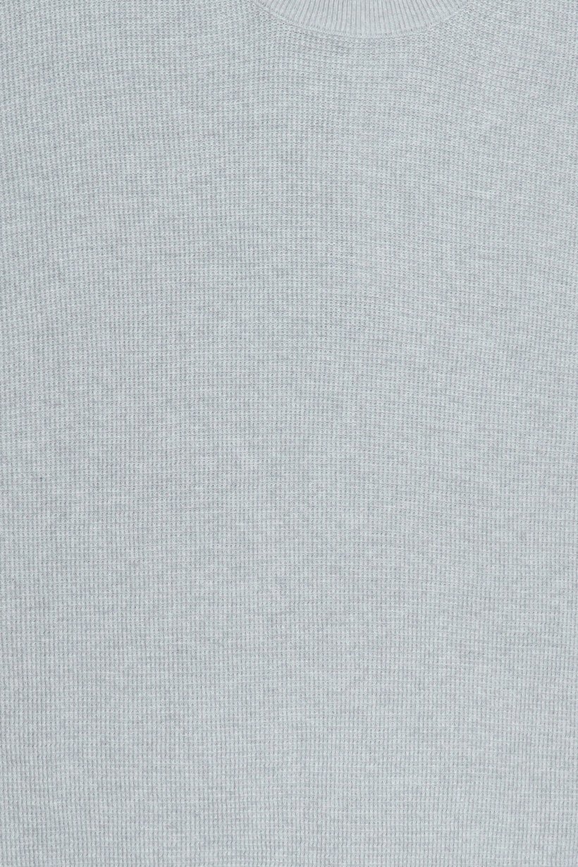 Men Crew Neck Textured Sweater, Light Grey