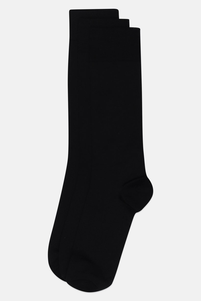 Men 3 Pairs Solid Crew Socks, Black