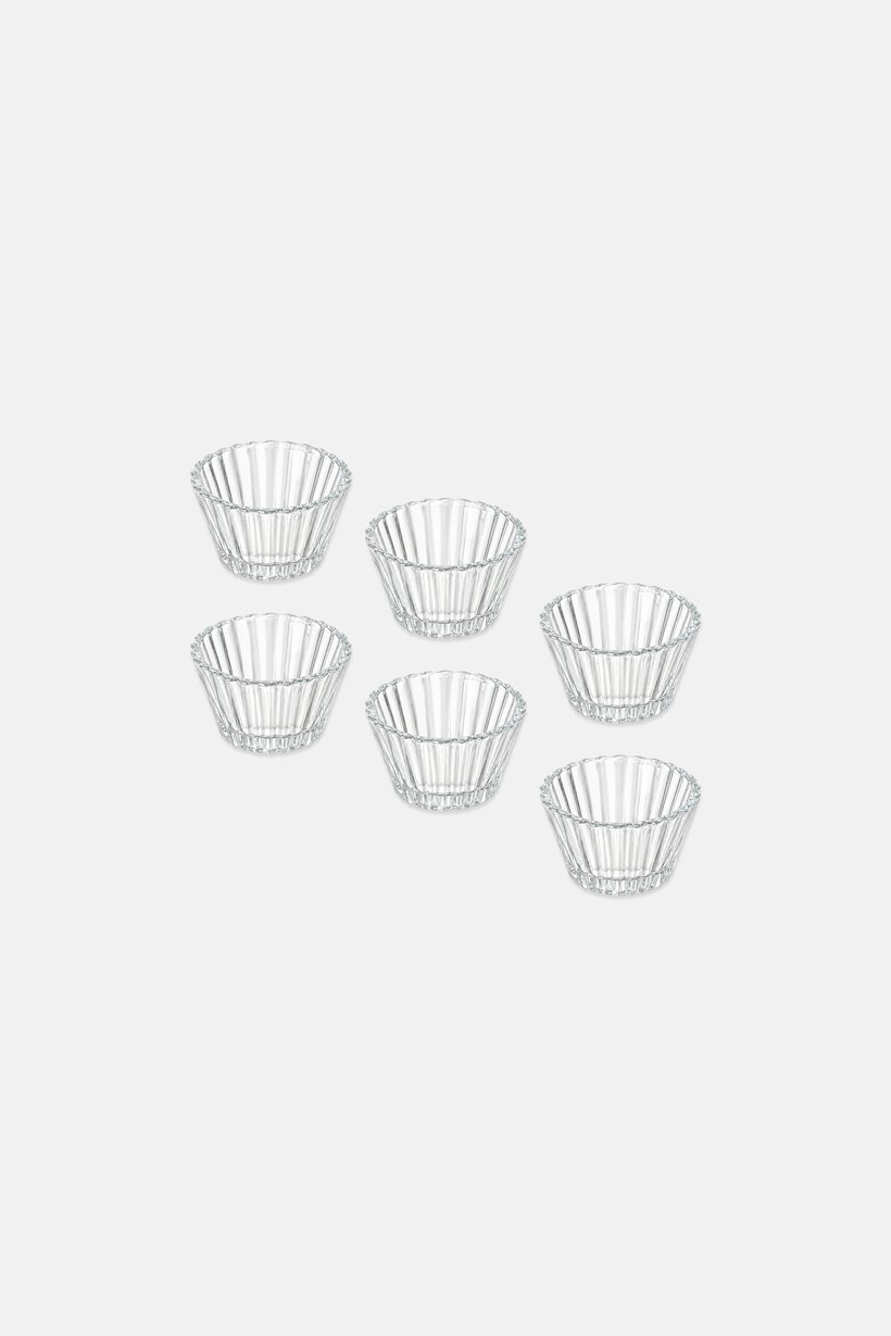 6 Pieces Glass Dip Condements Set, Transparent
