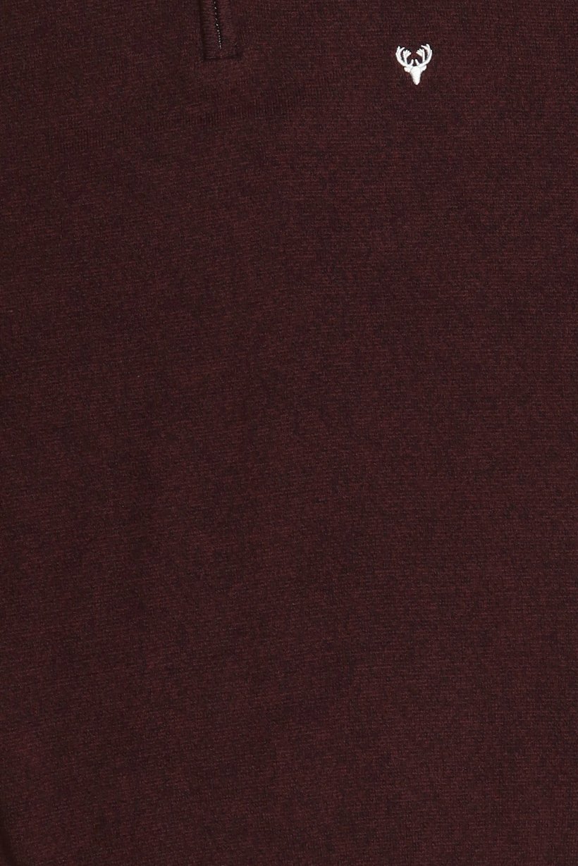 Men Mock Neck Knitted Sweater, Red