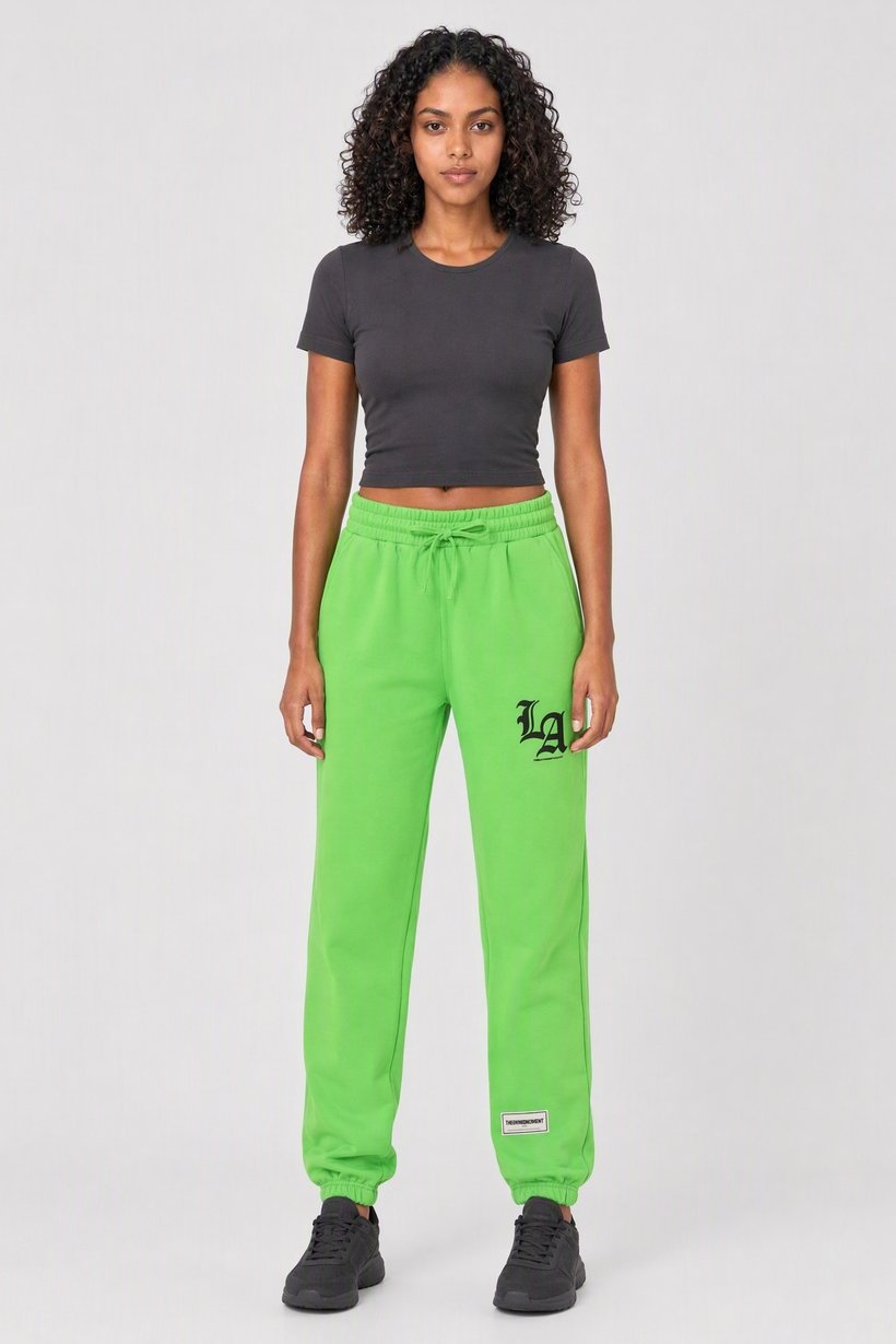 Women Regular Fit Graphic Print Jogger Pants, Lime