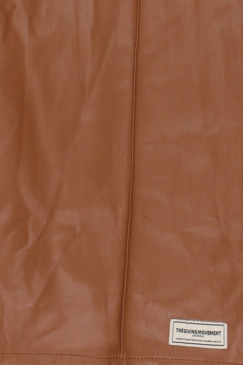 Women Regular Fit Solid Leather Straight Leg Pants, Brown