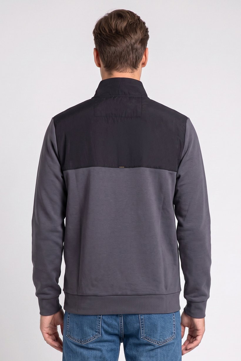 Men High Neck Plain Long Sleeve Half Zip Sweatshirts, Multicolor