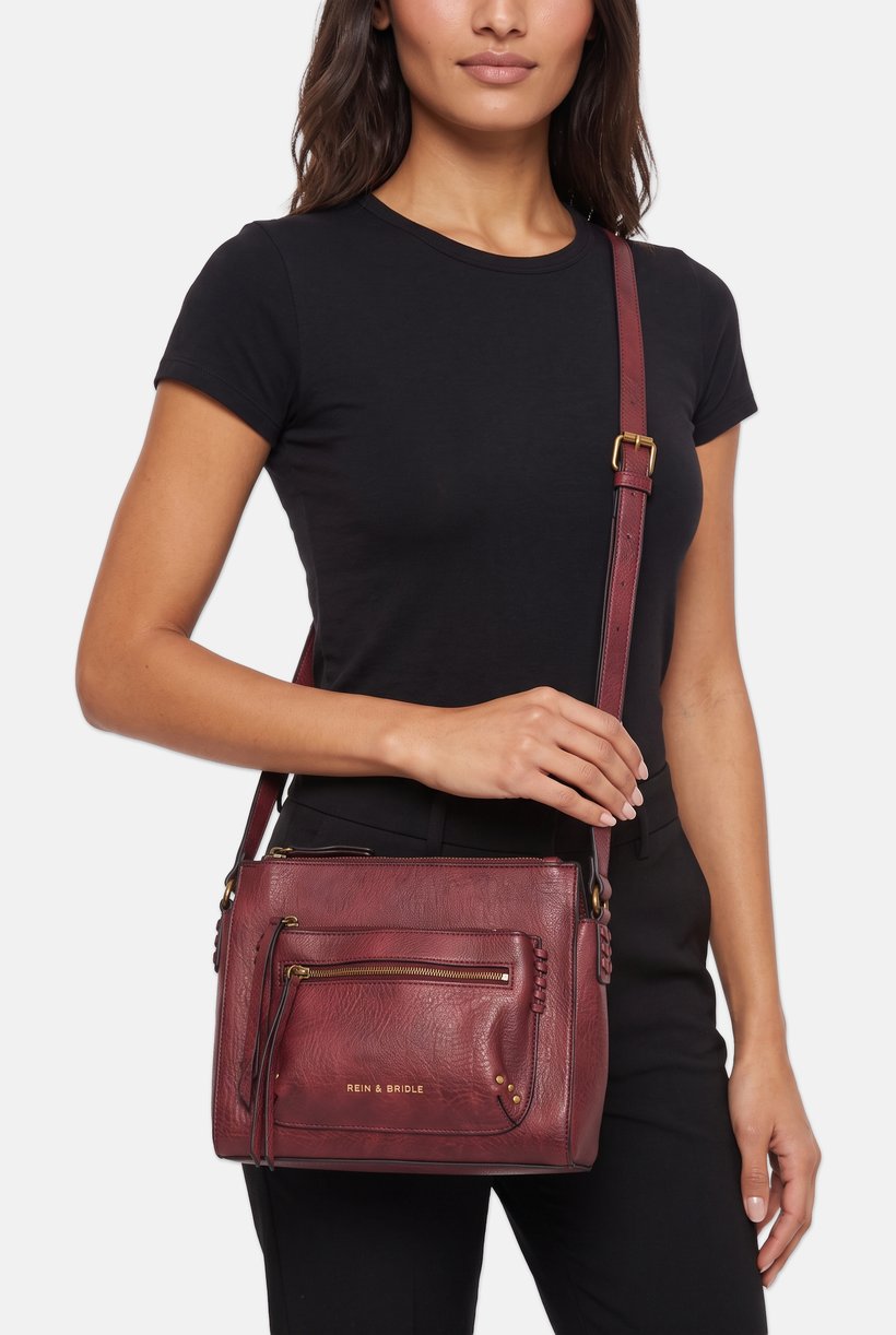 Women Brand Logo Crossbody Bag, Burgundy