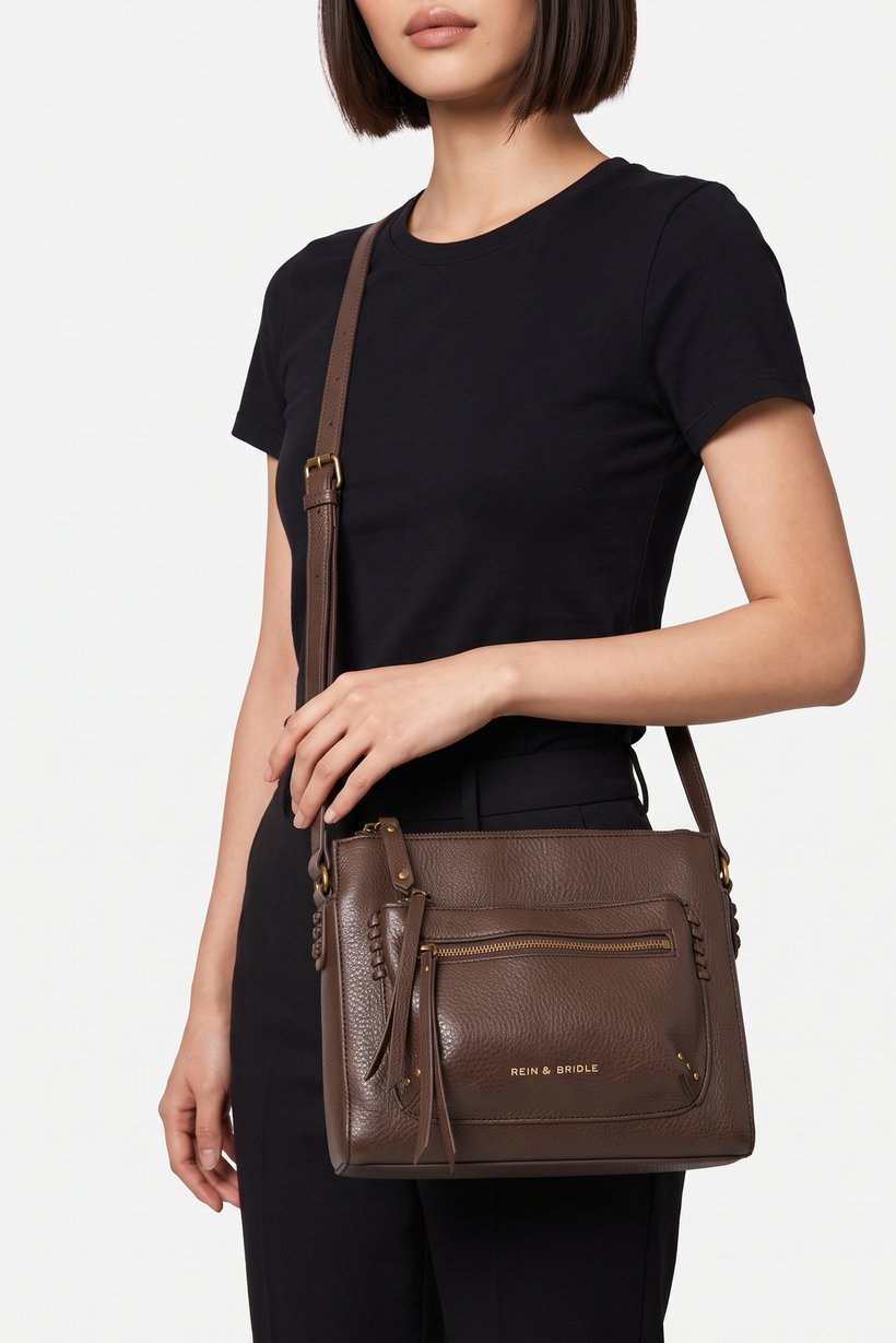 Women Brand Logo Cross Body Bag, Chocolate Brown