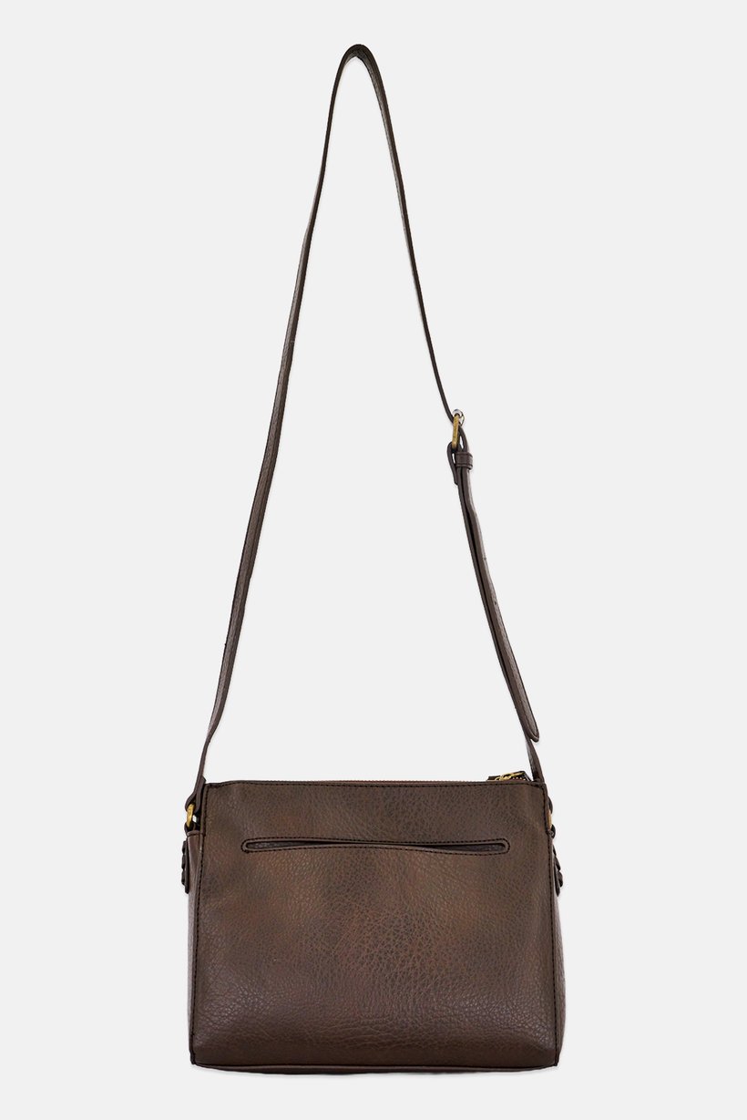 Women Brand Logo Cross Body Bag, Chocolate Brown
