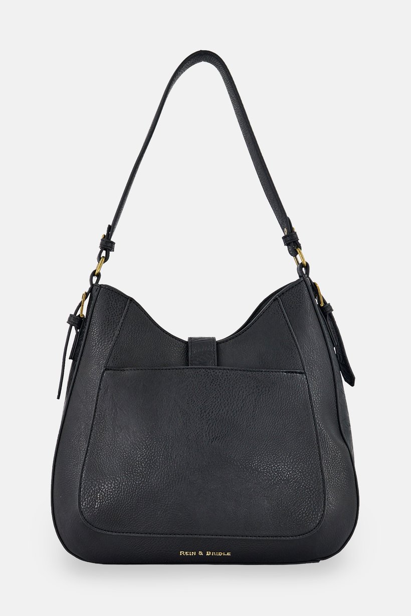Women Solid Hobo Bag, Black