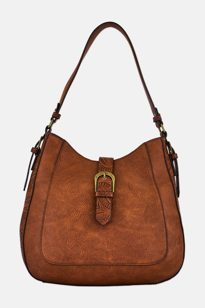 Women Brand Logo Shoulder Bag, Brown