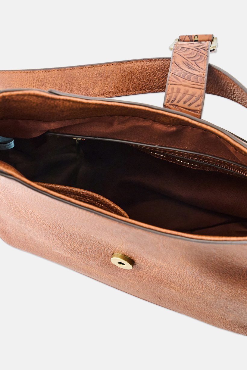 Women Brand Logo Shoulder Bag, Brown