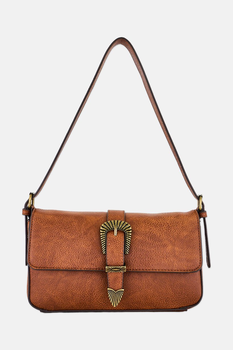 Women Brand Logo Shoulder Bag, Brown