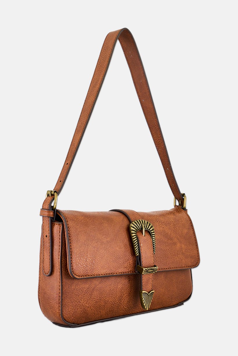 Women Brand Logo Shoulder Bag, Brown