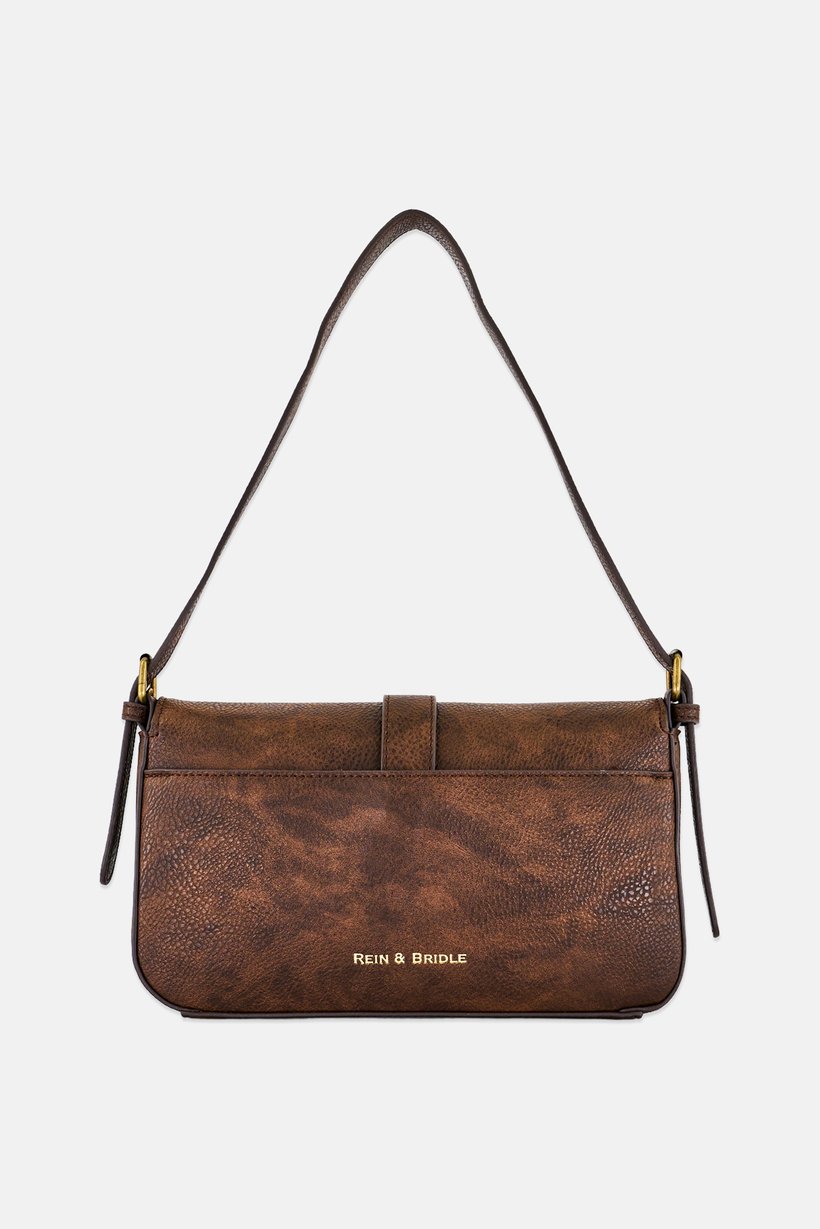 Women Brand Logo Shoulder Bag, Dark Brown