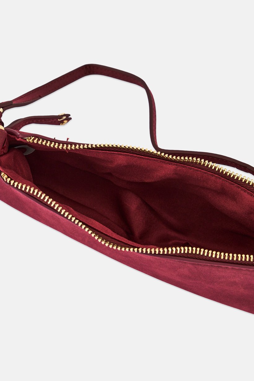 Women Zip-Top Plain Mini Handbag, Burgundy