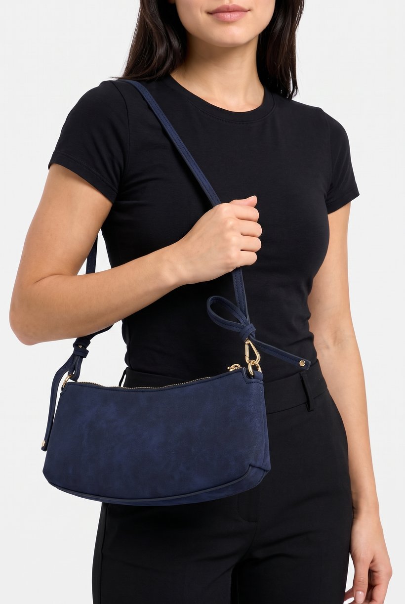 Women Zip-Top  Plain Mini Handbag, Navy