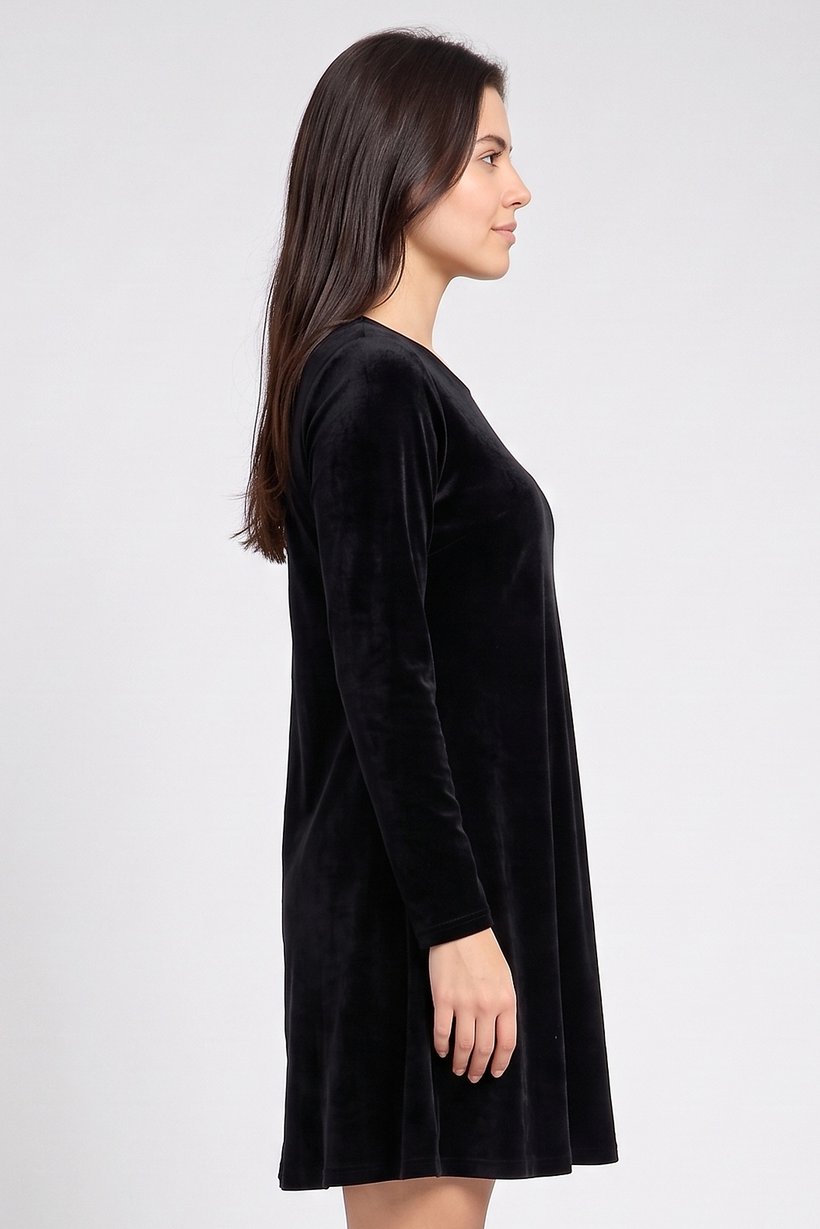 Women Velvet Mini Dress, Black