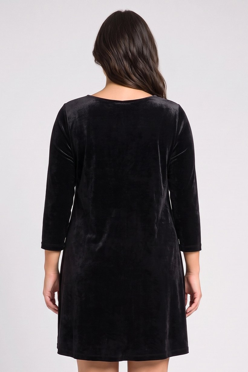 Women Velvet Mini Dress, Charcoal Grey