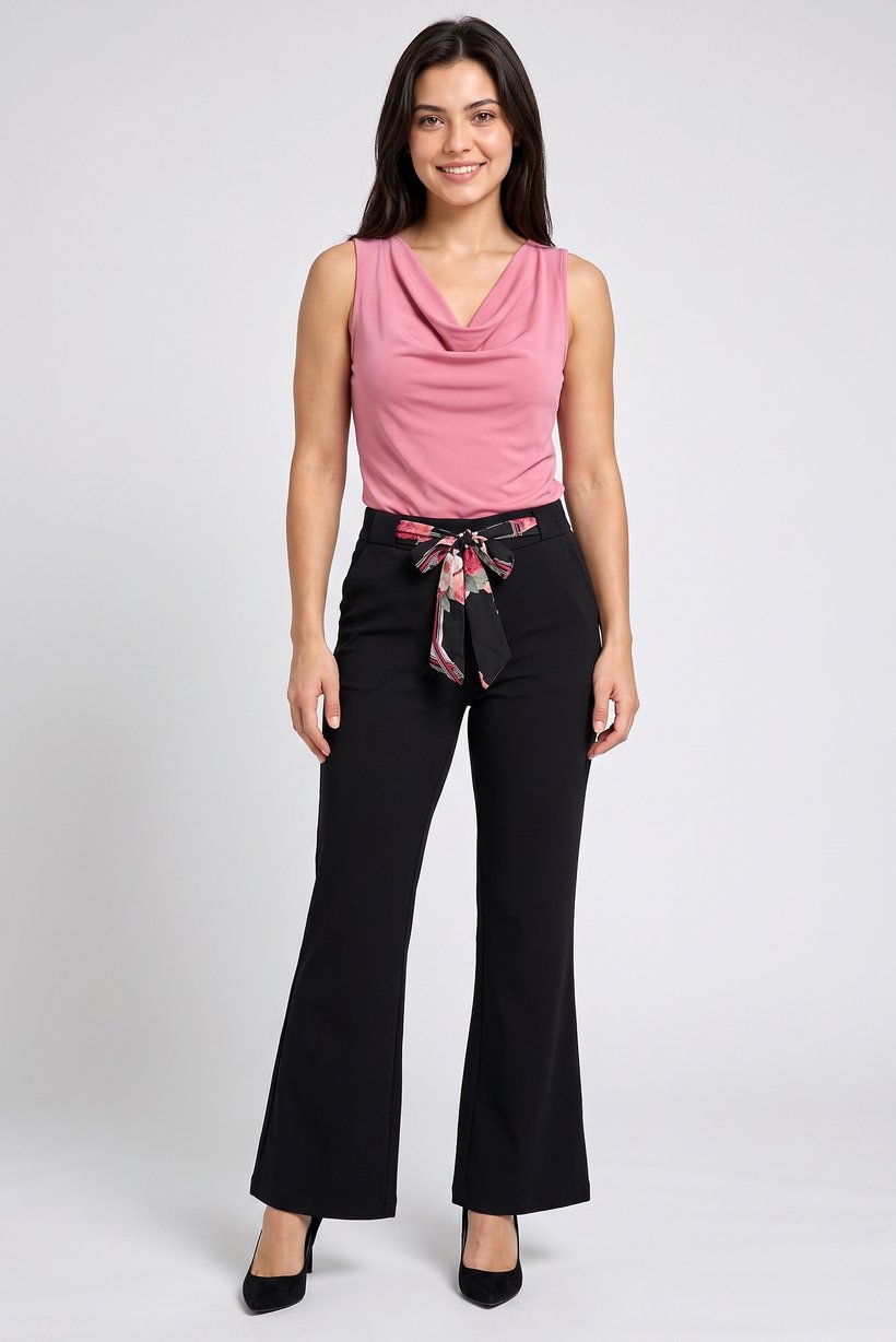Women Regular Fit Solid Flare Pants, Black