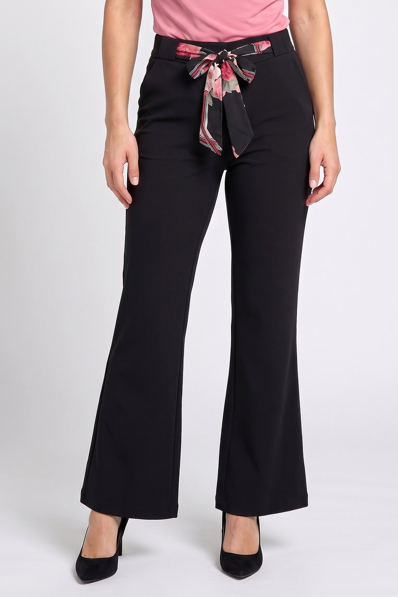Women Regular Fit Solid Flare Pants, Black