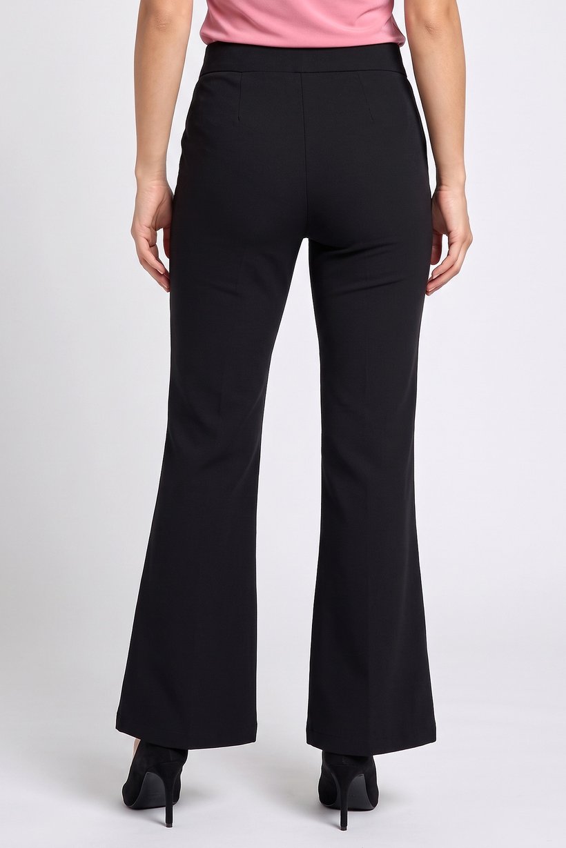 Women Regular Fit Solid Flare Pants, Black