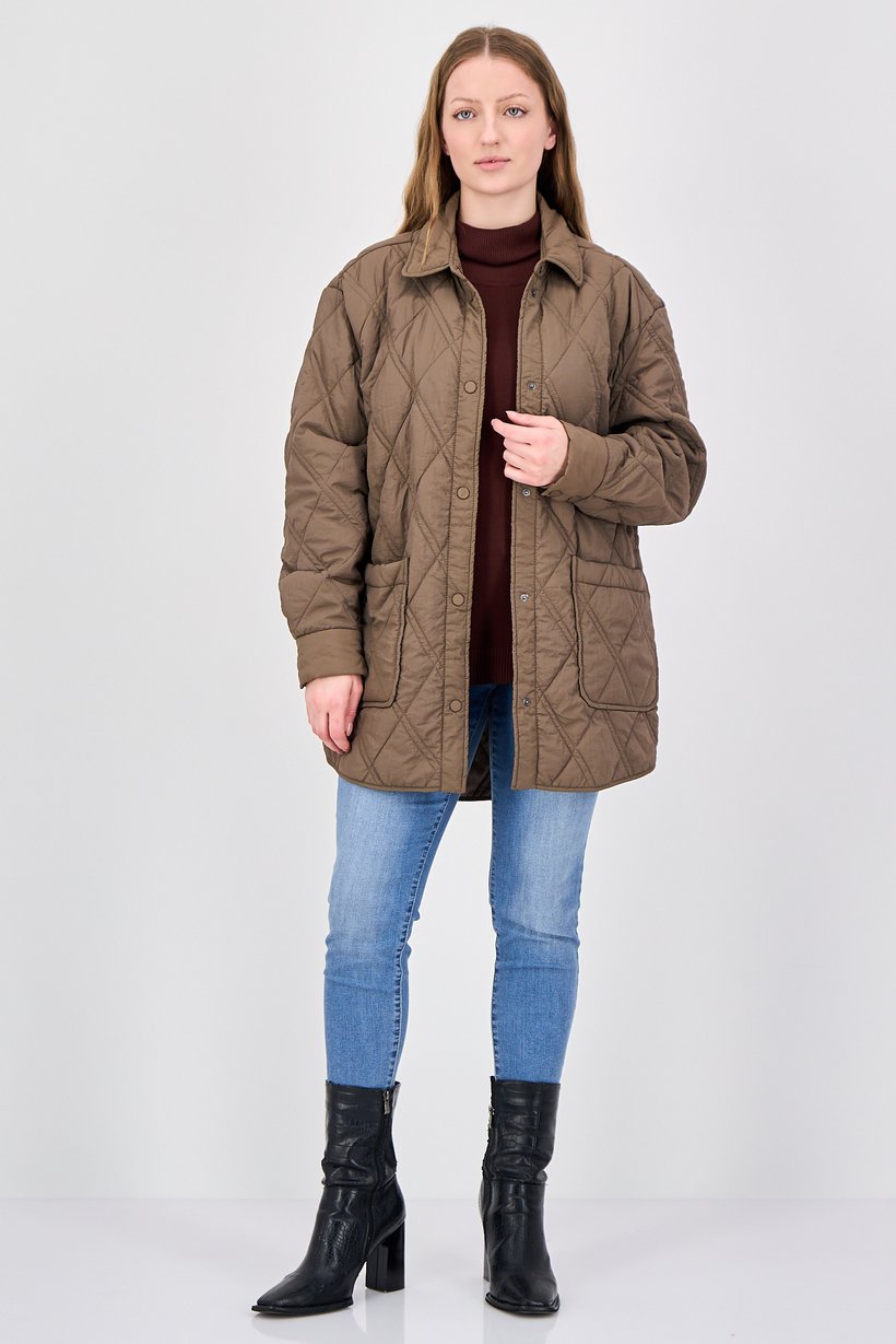 Buy Reserved Women Quilted Jacket, Brown Online | Brands For Less