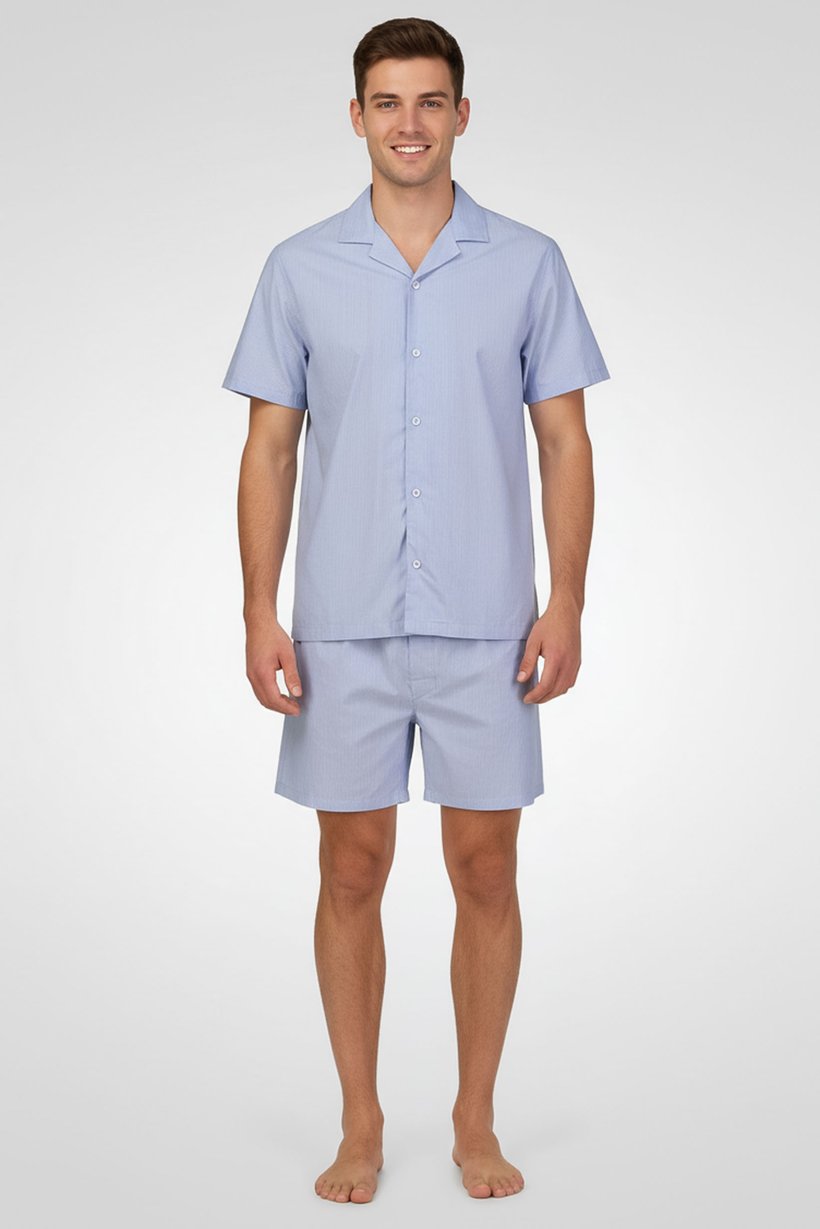 Men 2 Pieces Stripe Top And Bottom Pyjama Set, Lavender