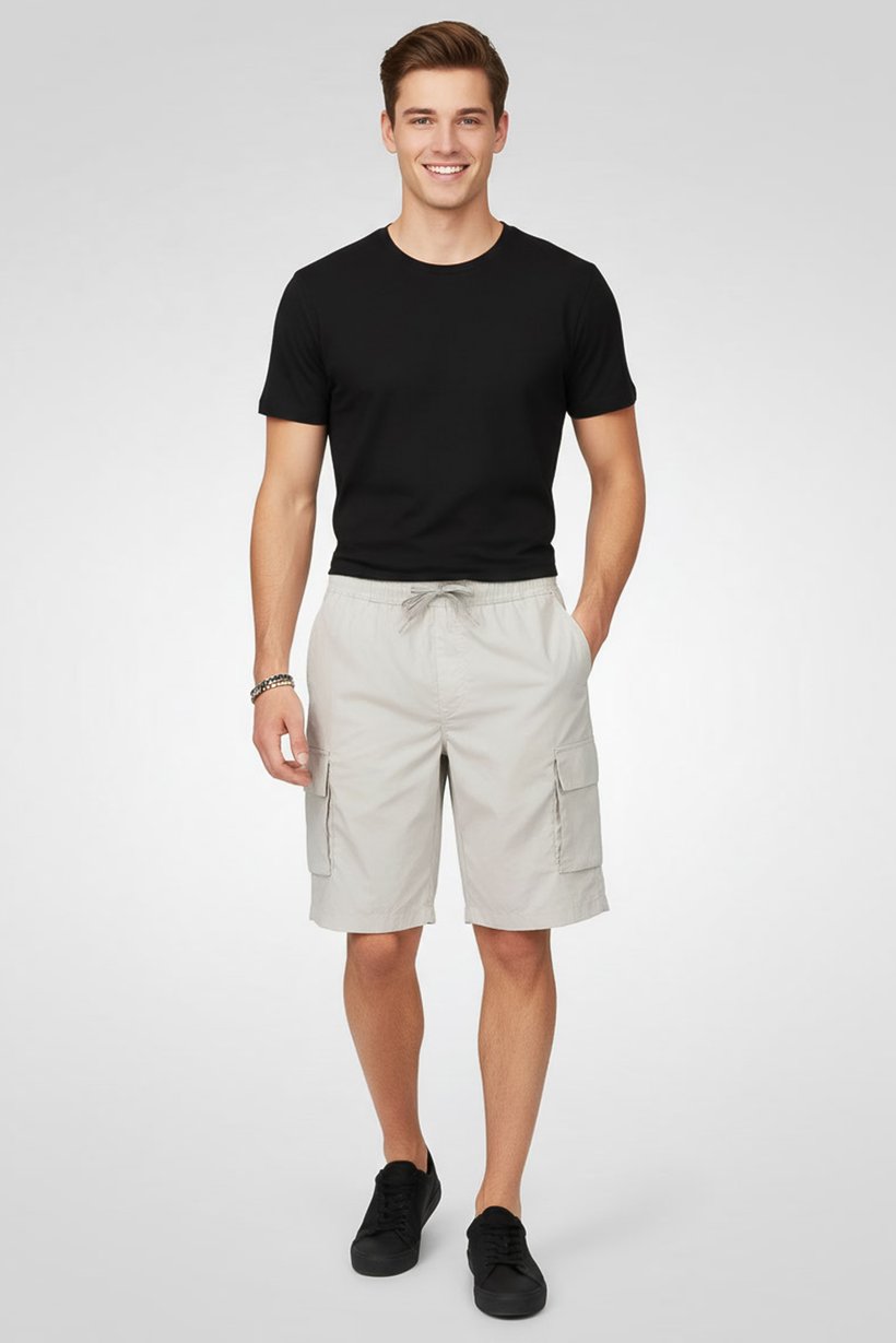 Men Plain Cargo Shorts, Grey