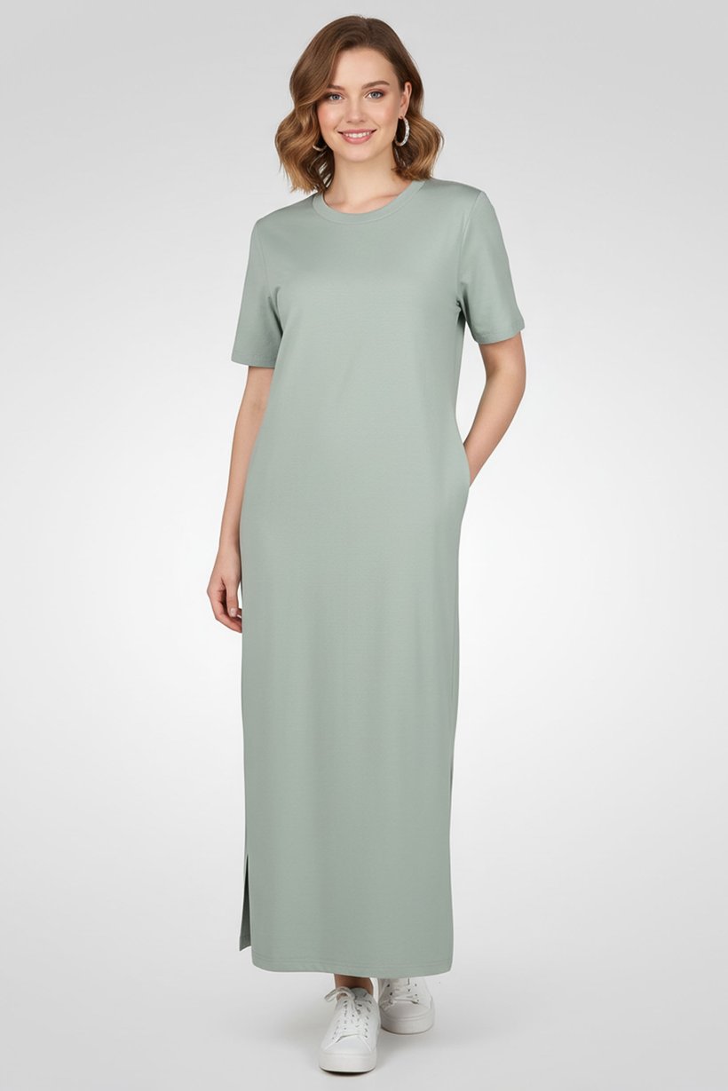 Comforts by Fudo Women Solid Shirt Dress, Green