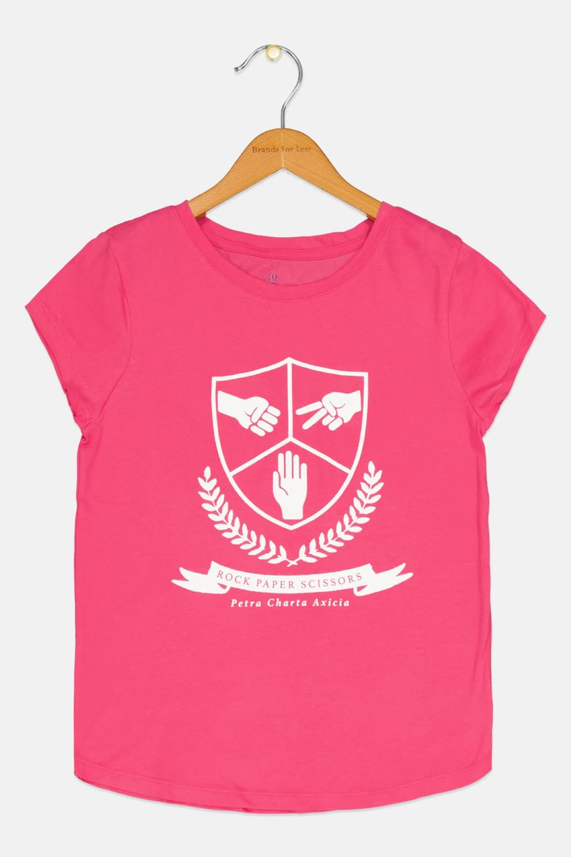 Kids Girl Graphic Print Short Sleeves T-Shirt, Pink