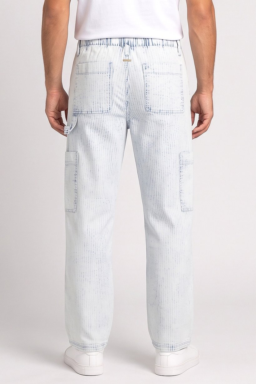 Men Regular Fit Stripe Cargo Pants, Multicolor