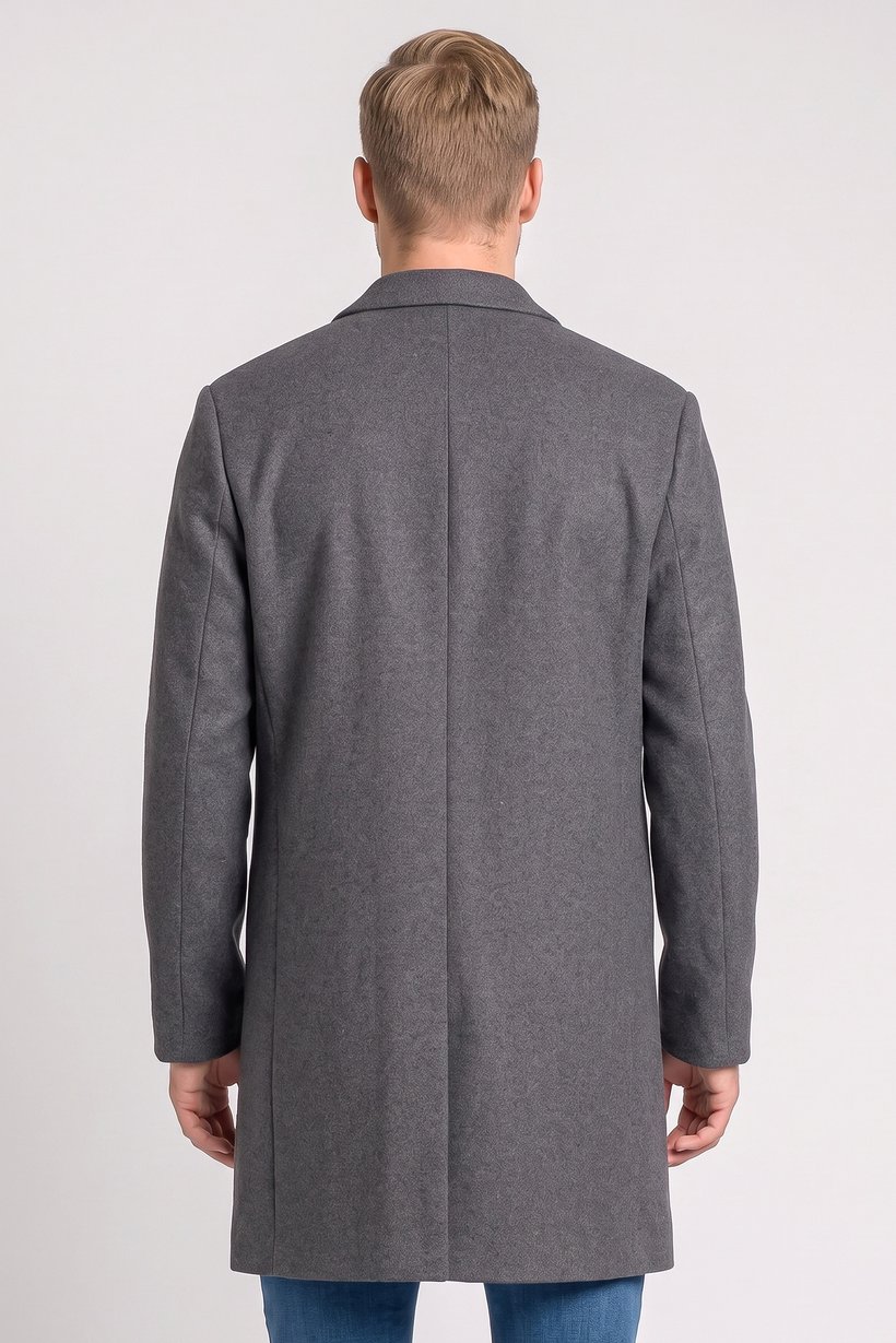 Men Textured Trench Coat, Grey