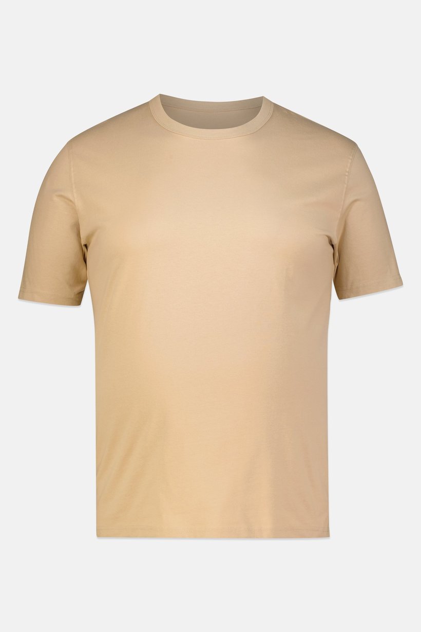 Men Crew Neck Short Sleeve Solid T-Shirt, Beige