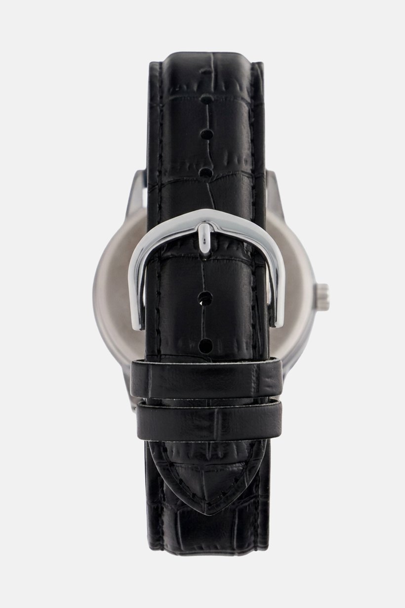 Men MTPV002L1BUDF Leather Analog Watch 36 mm, Black
