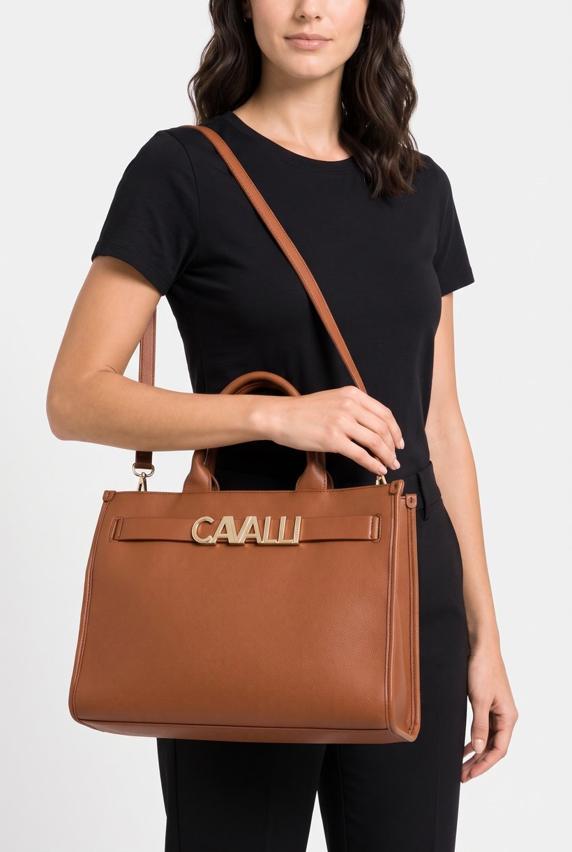 Women Brand Logo Shopper Bag, Brown
