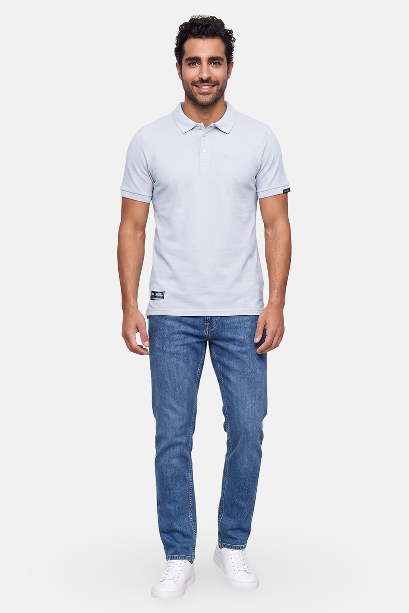 Men Regular Fit Embroidered Logo Short Sleeve Polo Shirt, Pale Blue