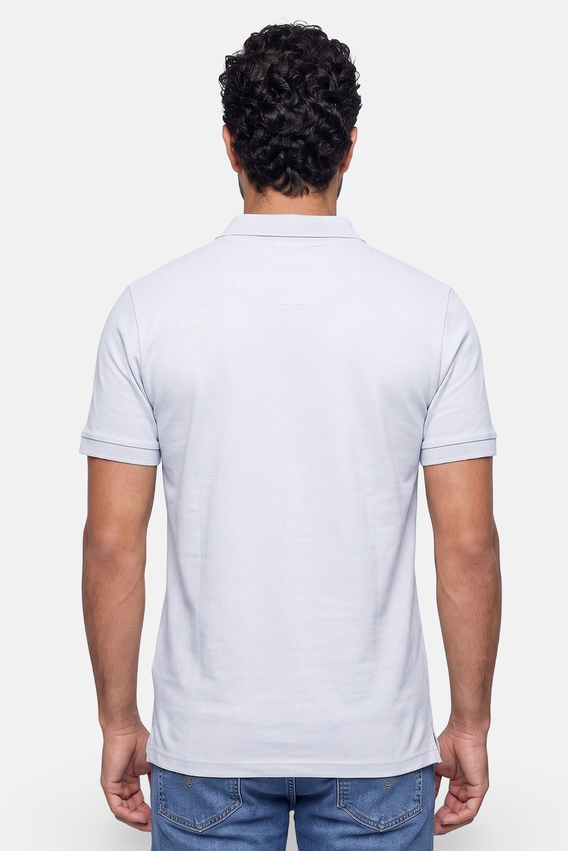 Men Regular Fit Embroidered Logo Short Sleeve Polo Shirt, Pale Blue
