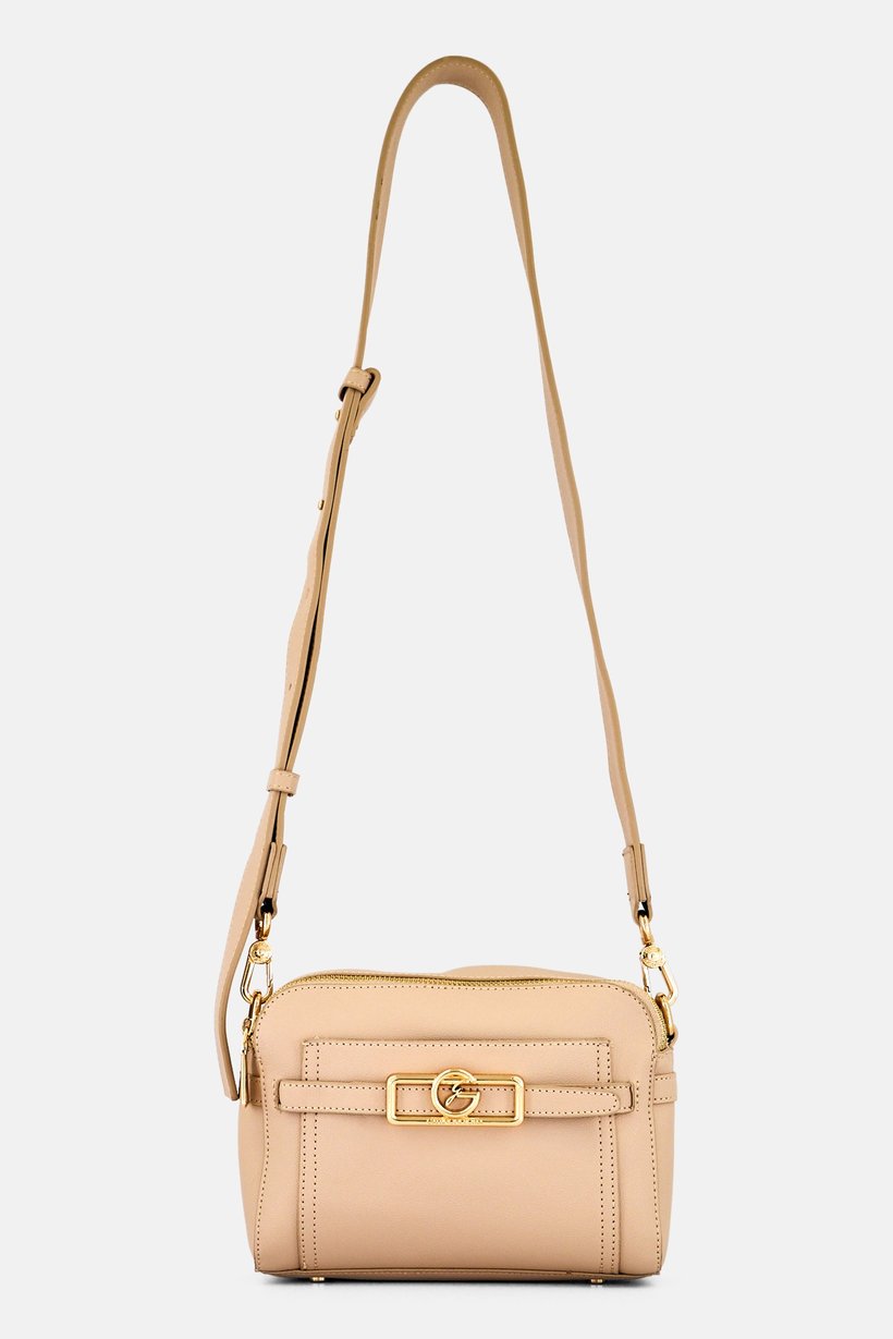 Women Brand Logo Cross Body Bag, Beige