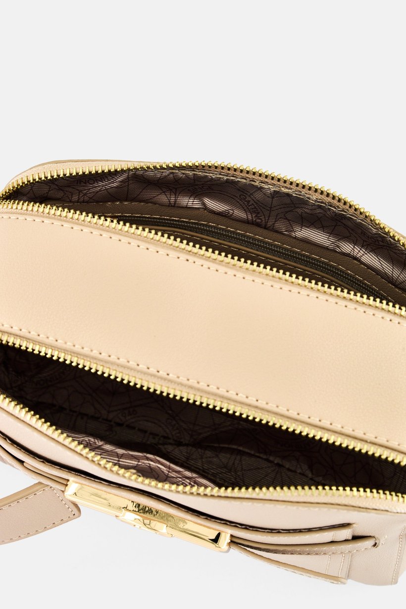 Women Brand Logo Cross Body Bag, Beige