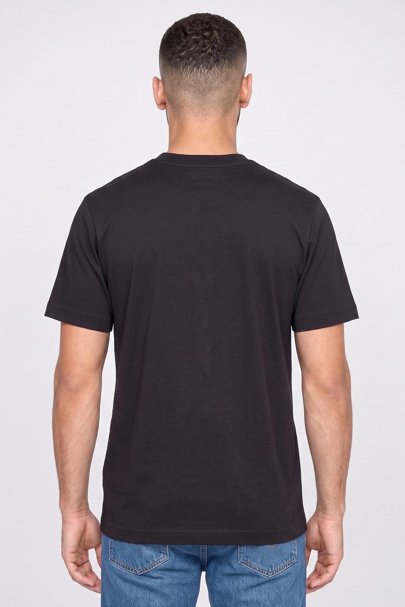 Men Crew Neck Short Sleeve Brand Logo T-Shirt, Black